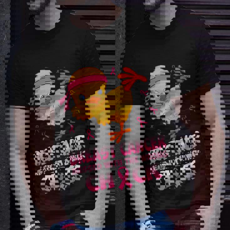 Breast Cancer Awareness Messed With The Wrongs Chick Funny Breast Cancer Awareness Funny Gifts Unisex T-Shirt Gifts for Him