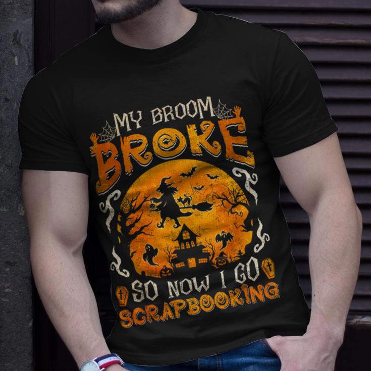 My Broom Broke So Now I Go Scrapbooking Halloween T-Shirt Gifts for Him