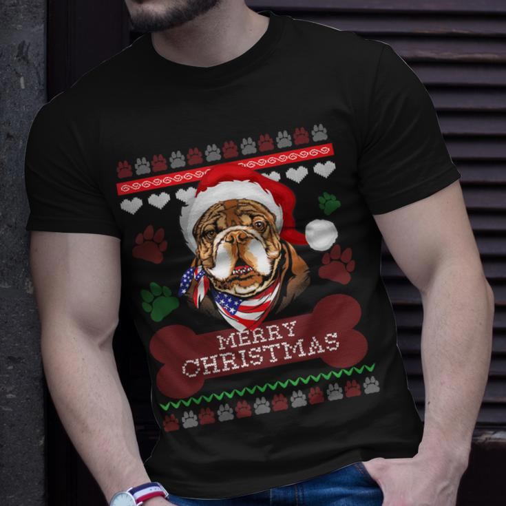Bulldog Owner Ugly Christmas Sweater Style T-Shirt Gifts for Him