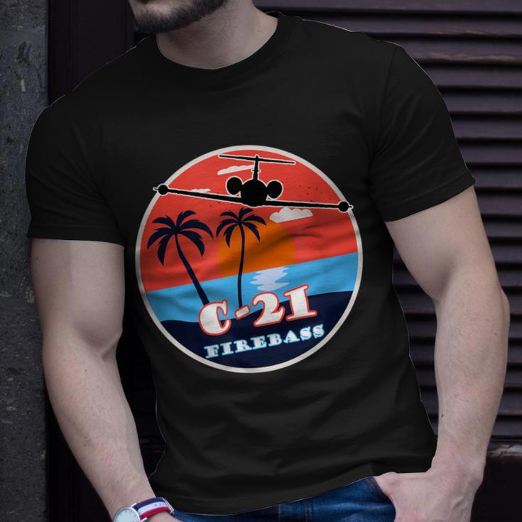 C-21 Learjet Firebass Vintage Sunset T-Shirt Gifts for Him