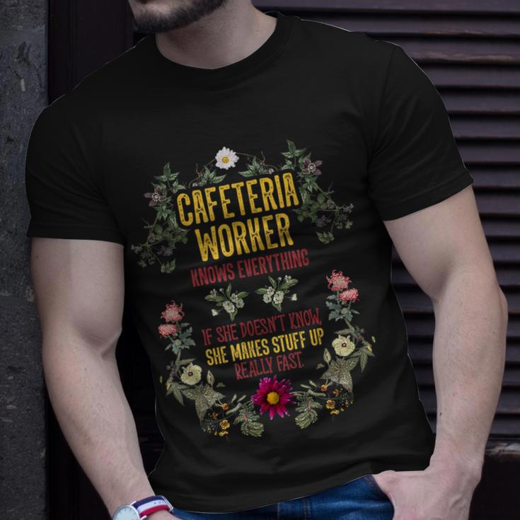 Cafeteria Worker Knows Everything Lunch Lady Service Crew T-Shirt Gifts for Him
