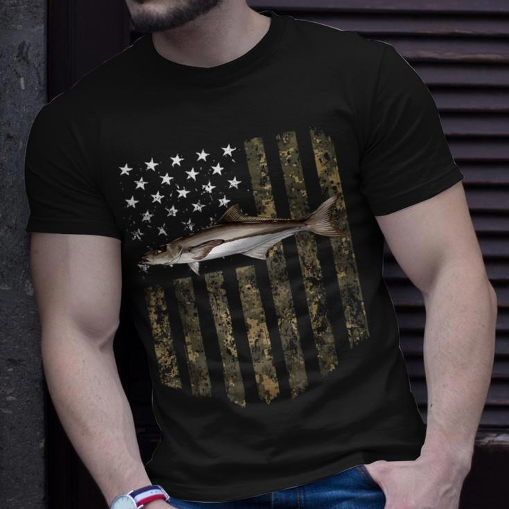 Camo American Flag Cobia Fishing 4Th Of July T-Shirt Gifts for Him