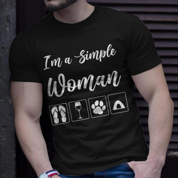Camping Alcohol Tent Wine Girl Im A Simple Woman Unisex T-Shirt Gifts for Him