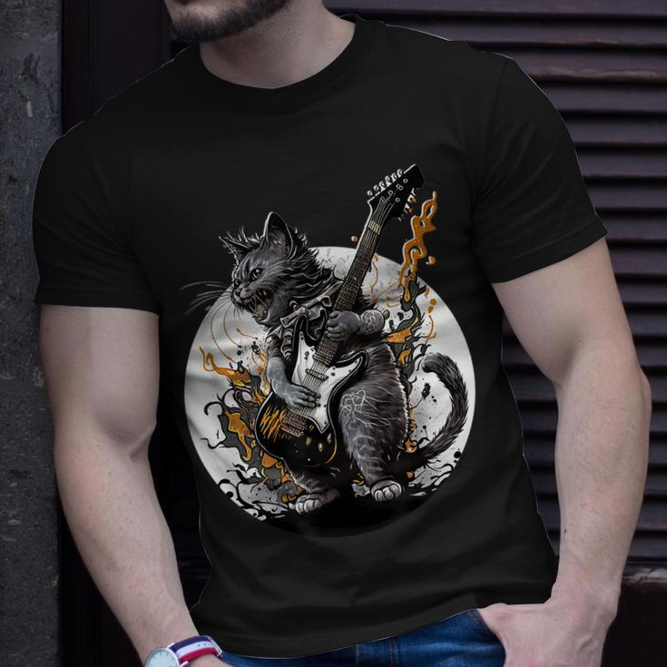 Cat Playing Guitar | Rock Cat | Heavy Metal Cat | Music Cat Unisex T-Shirt Gifts for Him