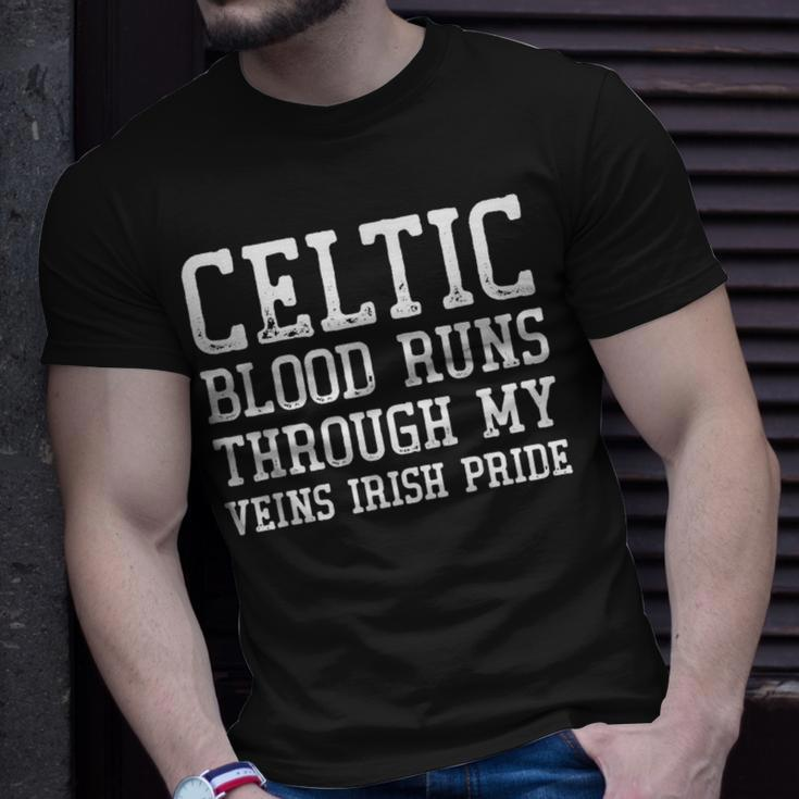 Celtic Blood Runs Through My Veins St Patrick's Day T-Shirt Gifts for Him