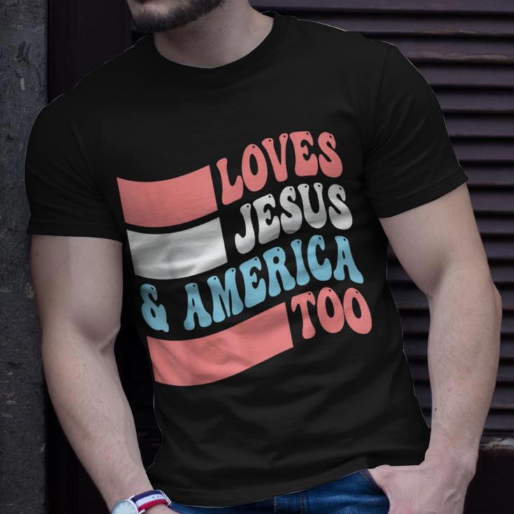 Christian Loves Jesus And America Too 4Th Of July Unisex T-Shirt Gifts for Him