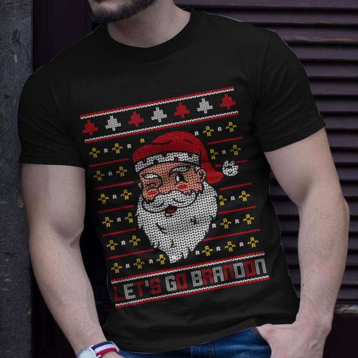 Christmas Let's Go Brandon Santa Claus Ugly Sweater T-Shirt Gifts for Him