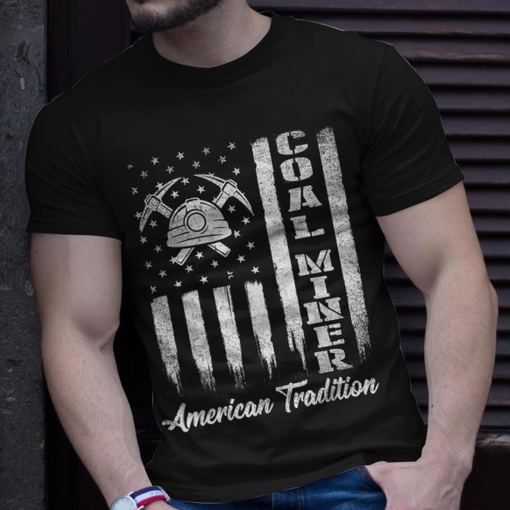 Coal Miner - Usa Flag Patriotic Underground Mining Laborer Unisex T-Shirt Gifts for Him