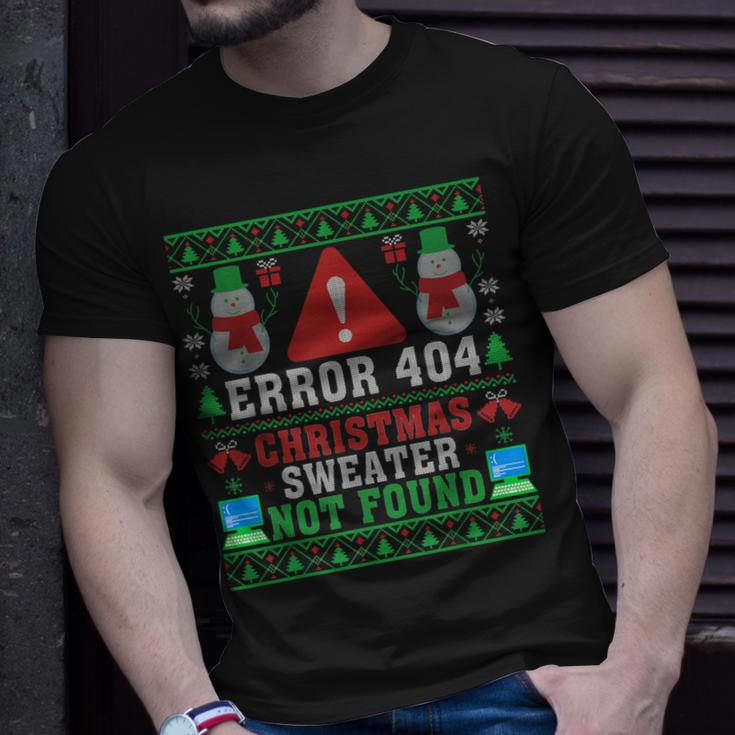 Computer Error 404 Ugly Christmas Sweater Not's Found Xmas T-Shirt Gifts for Him