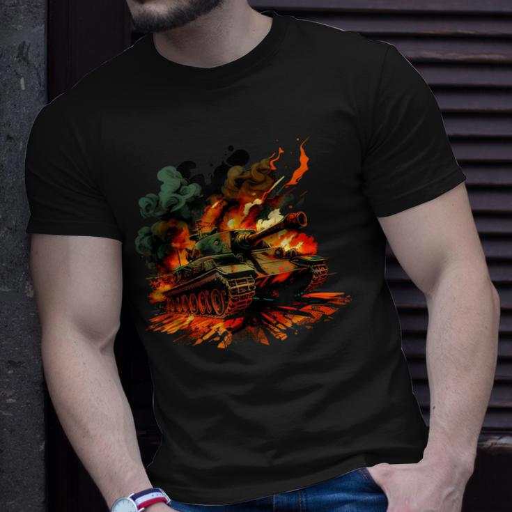 Cool Tank On Flames For Military Tank Lovers Unisex T-Shirt Gifts for Him
