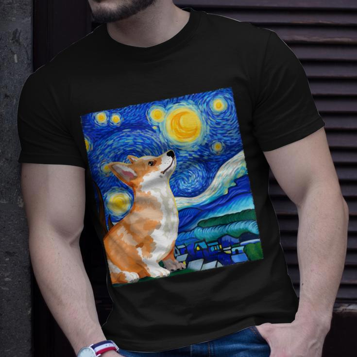 Corgi Starry Night Art Dog Art Corgi Owner Corgi T-Shirt Gifts for Him