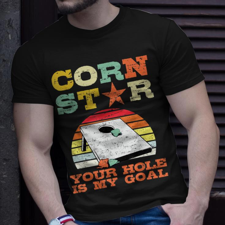 Corn Star Your Hole Is My Goal Vintage Cornhole Funny Player Unisex T-Shirt Gifts for Him