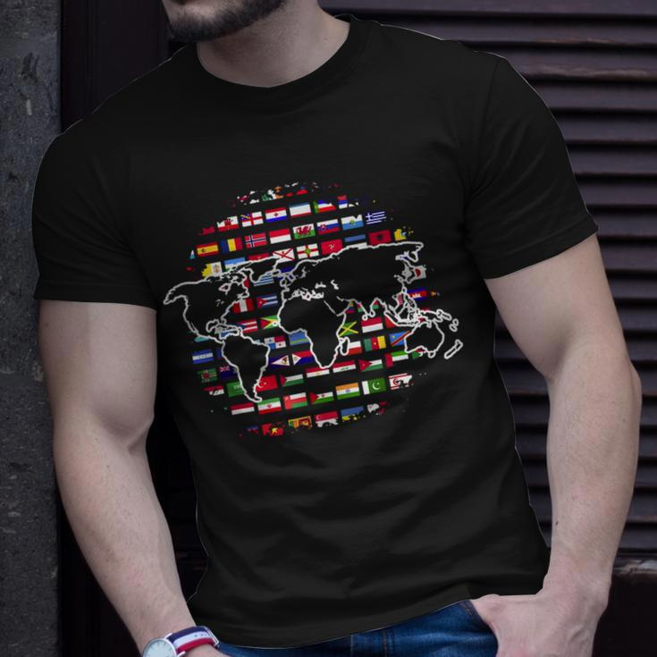 Country Flags World Map Traveling International World Flags Unisex T-Shirt Gifts for Him