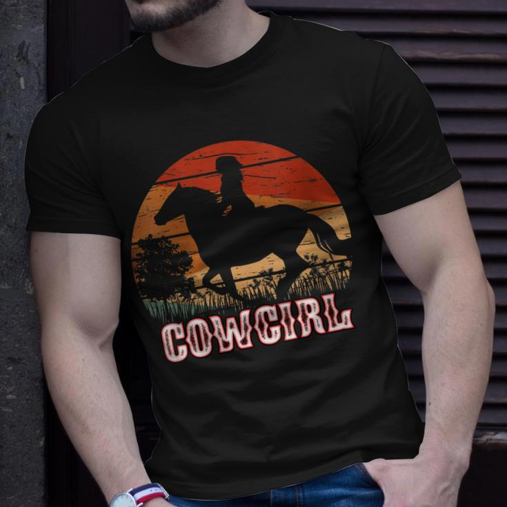 Cowgirl Girl Horse Riding Vintage Style Rodeo Texas Ranch Gift For Womens Unisex T-Shirt Gifts for Him