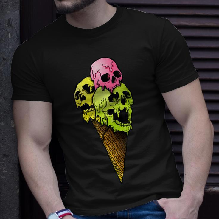 Creepy Skulls Icecream Horror Colorful Halloween Halloween T-Shirt Gifts for Him