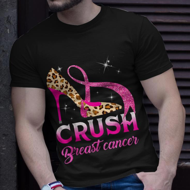 Crush Breast Cancer Awareness High Heel Leopard Pink Ribbon T-Shirt Gifts for Him