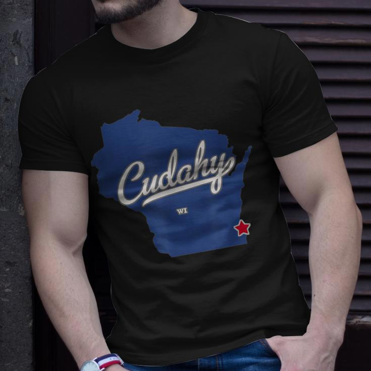 Cudahy Wisconsin Wi Map T-Shirt Gifts for Him