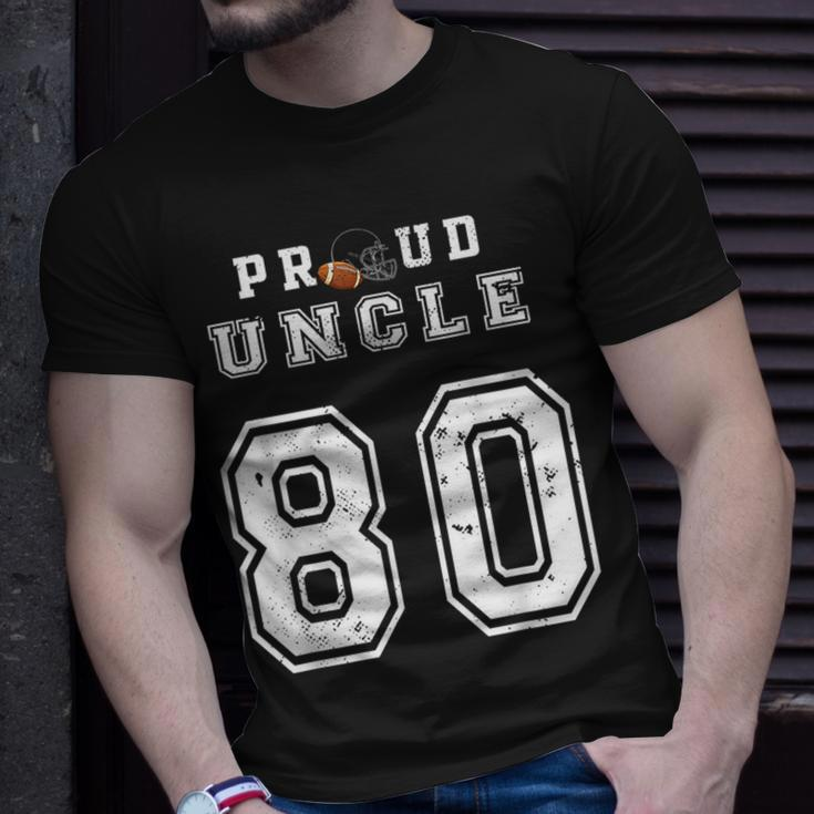Custom Proud Football Uncle Number 80 Personalized For Men Unisex T-Shirt Gifts for Him