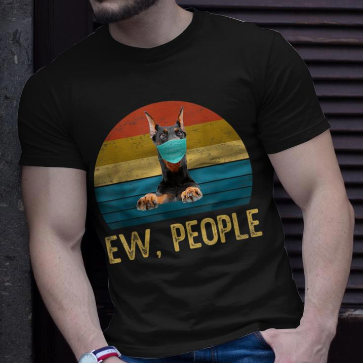 Cute Doberman Dog Ew People Dog Wearing A Face Mask Unisex T-Shirt Gifts for Him