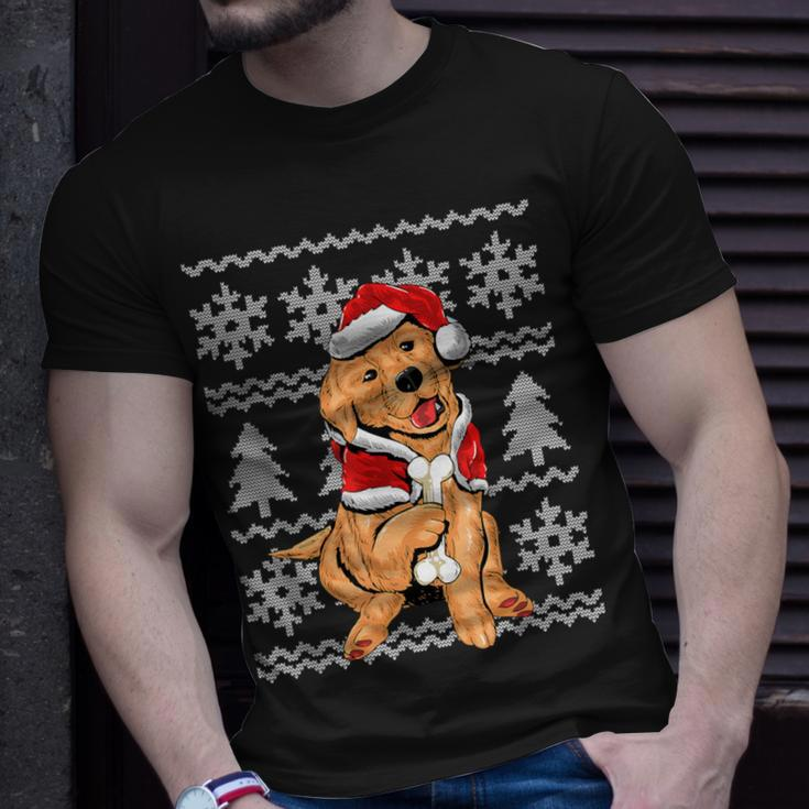 Cute Dog Santa Hat Ugly Christmas Sweater Holiday T-Shirt Gifts for Him