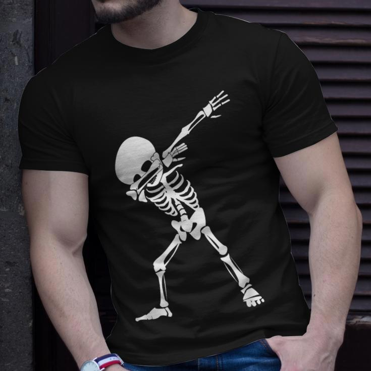 Dabbing Skeleton - Funny Halloween Dab Skull Unisex T-Shirt Gifts for Him
