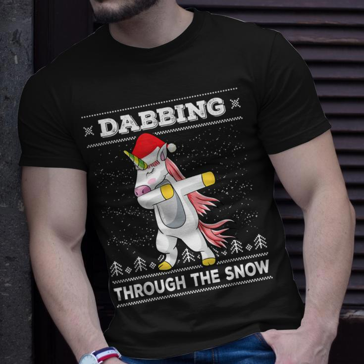 Dabbing Through The Snow Dab Unicorn Ugly Christmas Sweater T-Shirt Gifts for Him