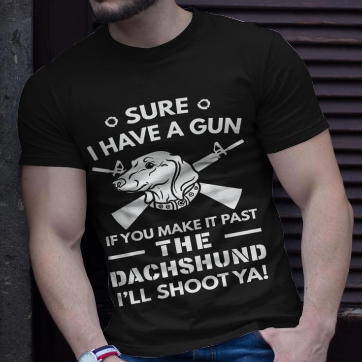 Dachshund I Have A Gun T-Shirt Gifts for Him