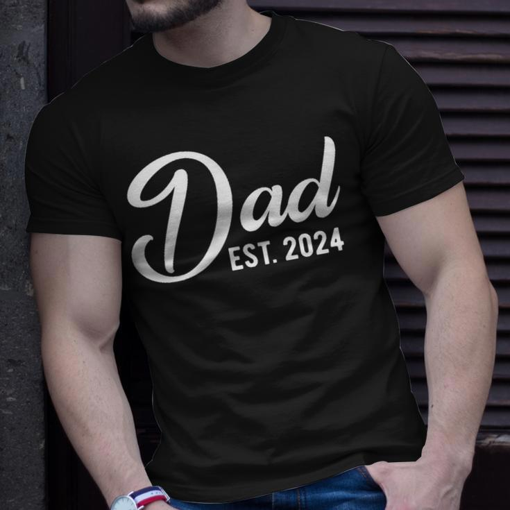 Dad Est 2024 First Fathers Day 2024 Promoted To Daddy Unisex T-Shirt Gifts for Him
