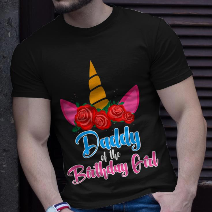 Daddy Of The Birthday Girl Father Gifts Unicorn Birthday Unisex T-Shirt Gifts for Him