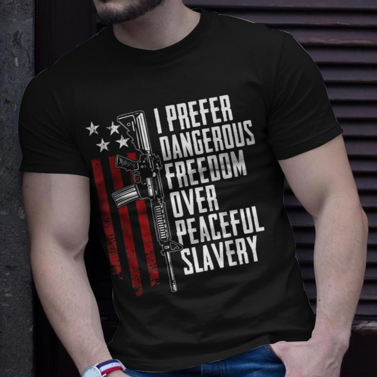Dangerous Freedom Over Peaceful Slavery Pro Guns Ar15 T-Shirt Gifts for Him