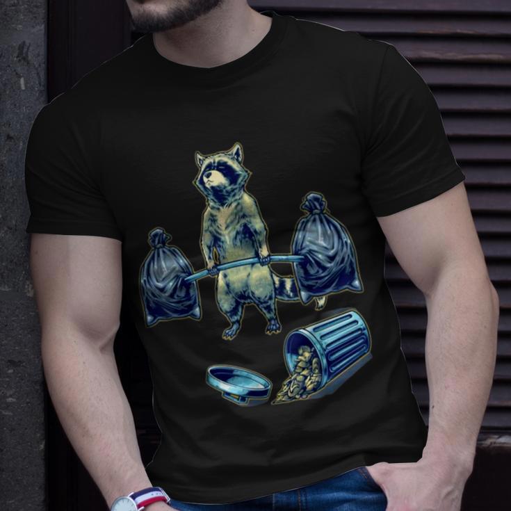 Deadlifting Raccoon Weightlifting Bodybuilding Fitness Gym T-Shirt ...