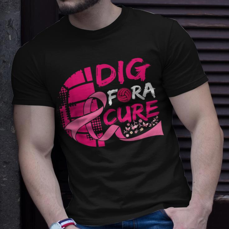 Dig For A Cure Breast Cancer Awareness Volleyball Pink Unisex T-Shirt Gifts for Him