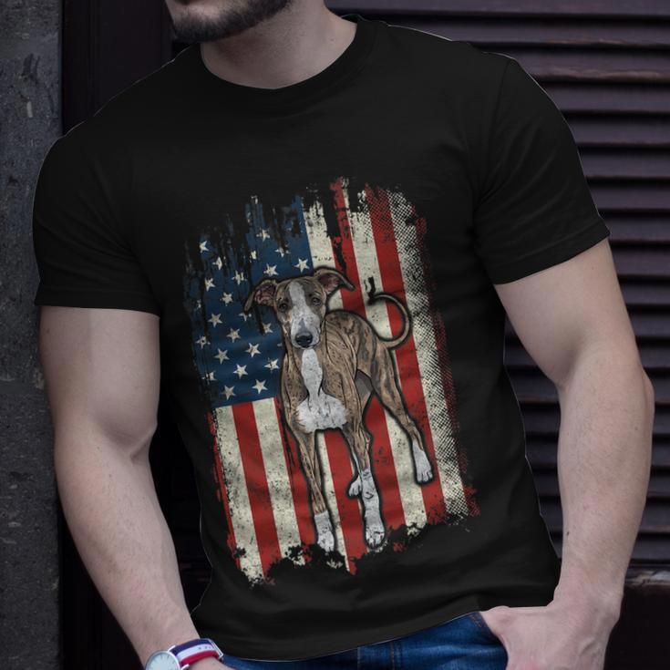 Distressed Greyhound American Flag Patriotic Dog Unisex T-Shirt Gifts for Him
