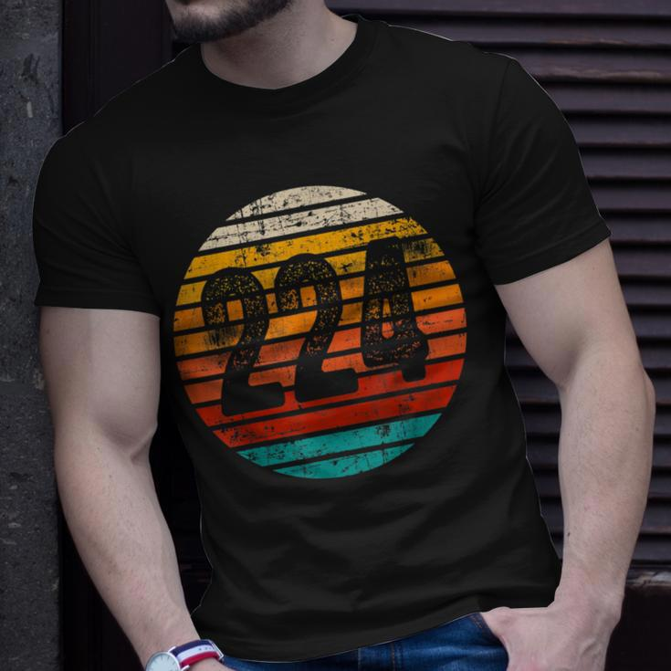 Distressed Vintage Sunset 224 Area Code T-Shirt Gifts for Him
