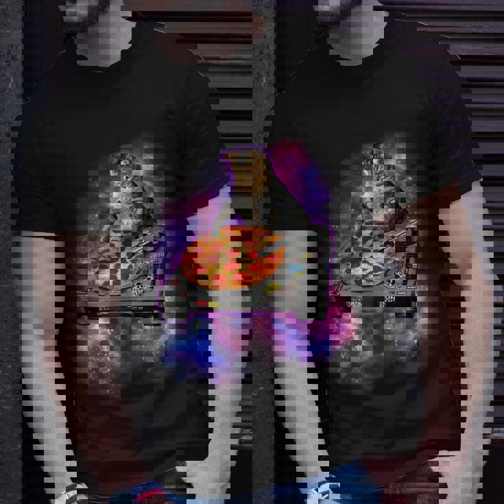Dj Cat Eats Pizza In Galaxy T-shirt Gifts for Him