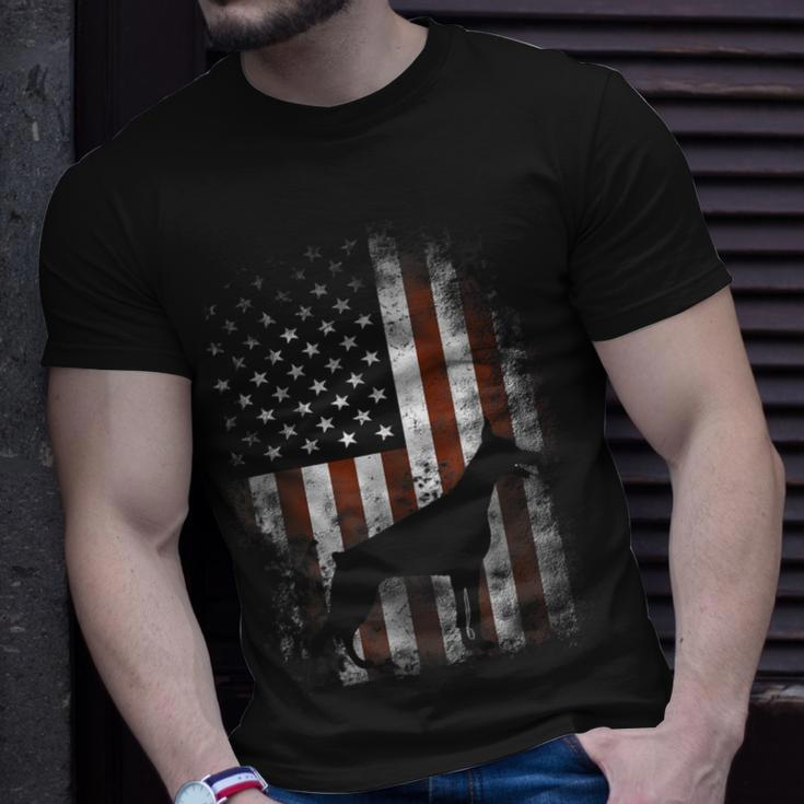 Doberman Pinscher American Flag Patriotic T-Shirt Gifts for Him