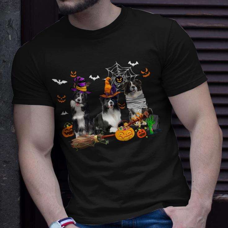 Dog Border Collie Three Border Collie Dogs Mummy Witch Scary Pumpkins Kids Unisex T-Shirt Gifts for Him