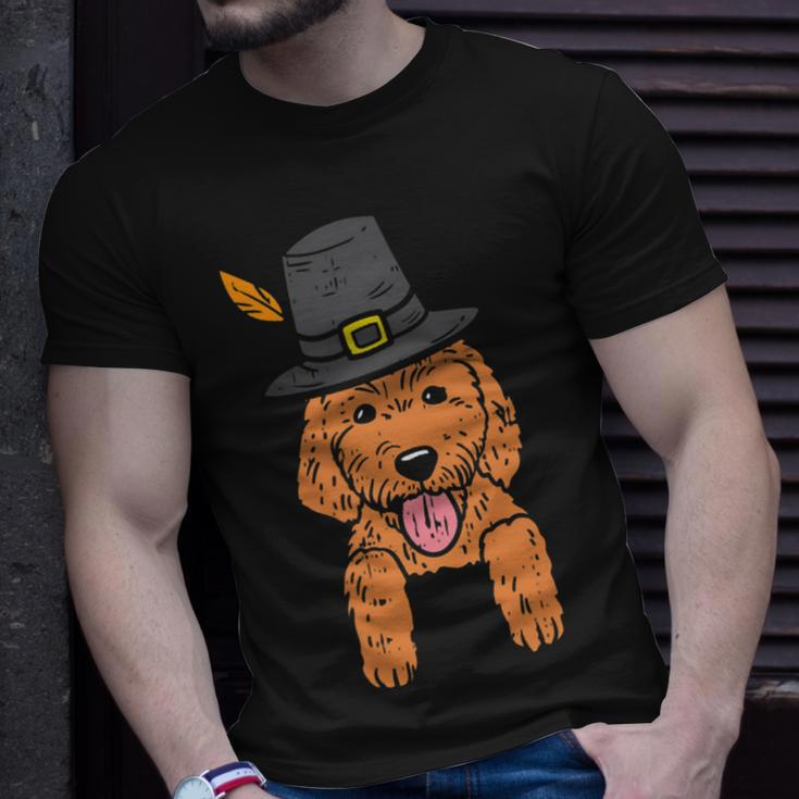 Dog Goldendoodle Pocket Pilgrim Goldendoodle Dog Lover Cute Thanksgiving Gift Unisex T-Shirt Gifts for Him