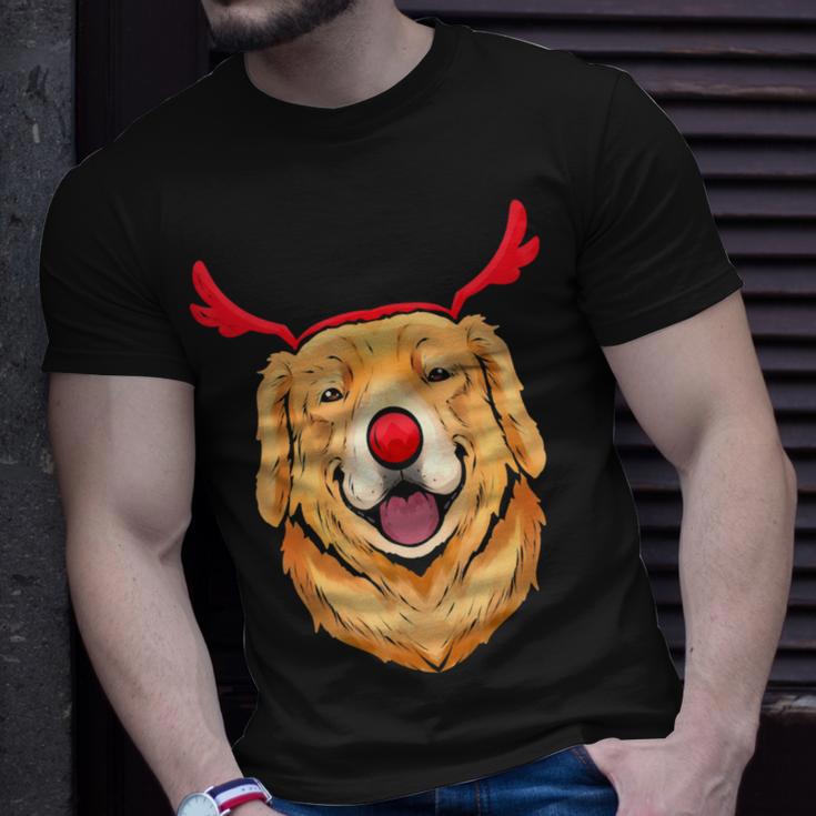 Dog Lover Golden Retriever Dressed As Rudolph On Christmas Unisex T-Shirt Gifts for Him