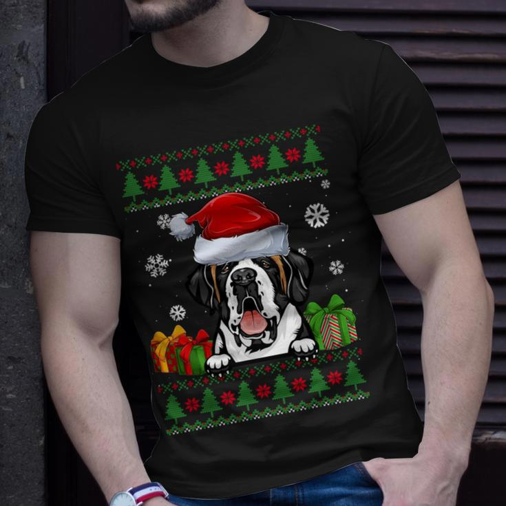 Dog Lovers Saint Bernard Santa Hat Ugly Christmas Sweater T-Shirt Gifts for Him