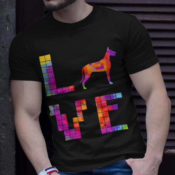 Dog Mom Great Dane Shirts Dog Lover Pixel Art Unisex T-Shirt Gifts for Him