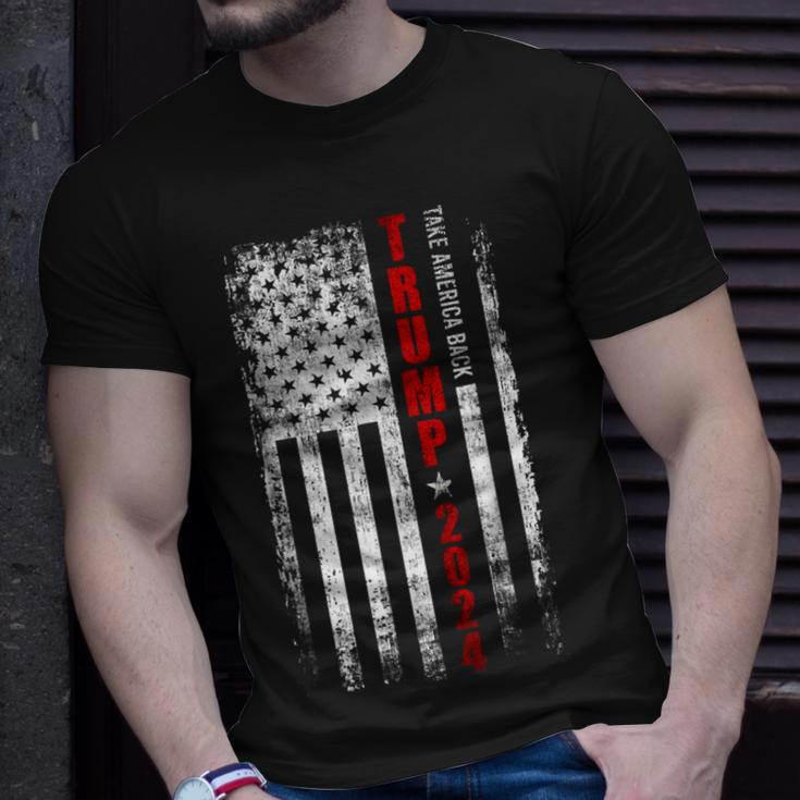 Donald Trump 2024 Take America Back American Flag Patriotic Unisex T-Shirt Gifts for Him