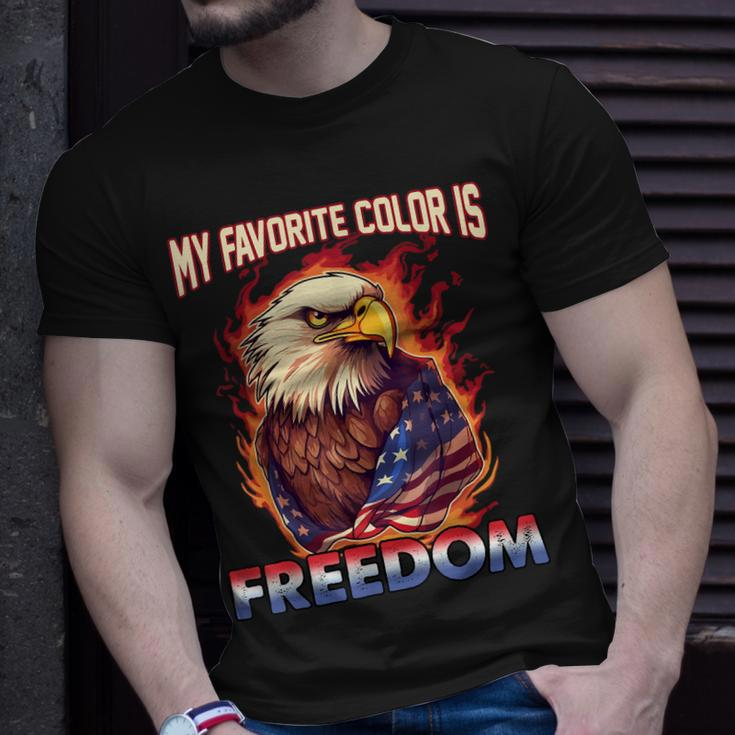 Eagle American Flag My Favorite Color Is Freedom Patriotic Unisex T-Shirt Gifts for Him