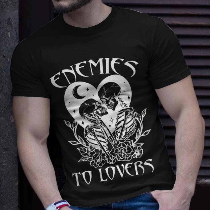 Enemies To Lovers Skeleton Bookish Romance Reader Book Club Unisex T-Shirt Gifts for Him