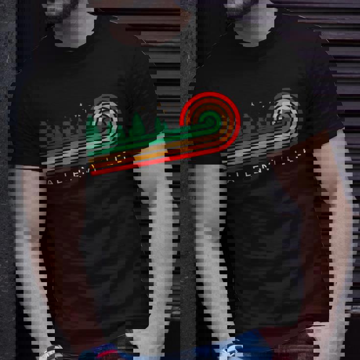 Evergreen Vintage Stripes Allenville Illinois T-Shirt Gifts for Him