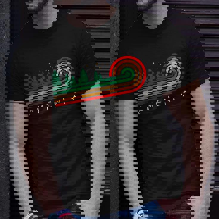 Evergreen Vintage Stripes Amenia North Dakota T-Shirt Gifts for Him