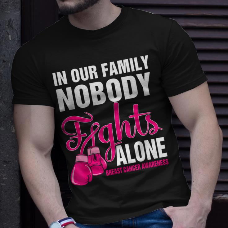 In Our Family Nobody Fight Alone Breast Cancer Awareness T-Shirt Gifts for Him