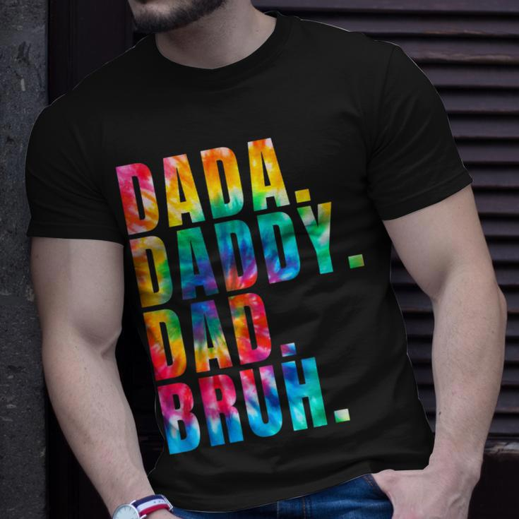 Fathers Day 2023 Dada Daddy Dad Bruh Tie Dye Dad Jokes Mens Unisex T-Shirt Gifts for Him