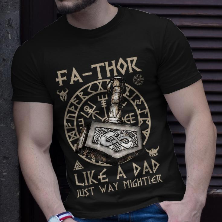 Fathor - Like A Dad Just Way Mightier Fathers Day Viking Unisex T-Shirt Gifts for Him