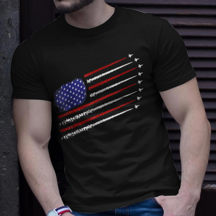 Fighter With Usa American Flag 4Th Of July Celebration Black Unisex T-Shirt Gifts for Him
